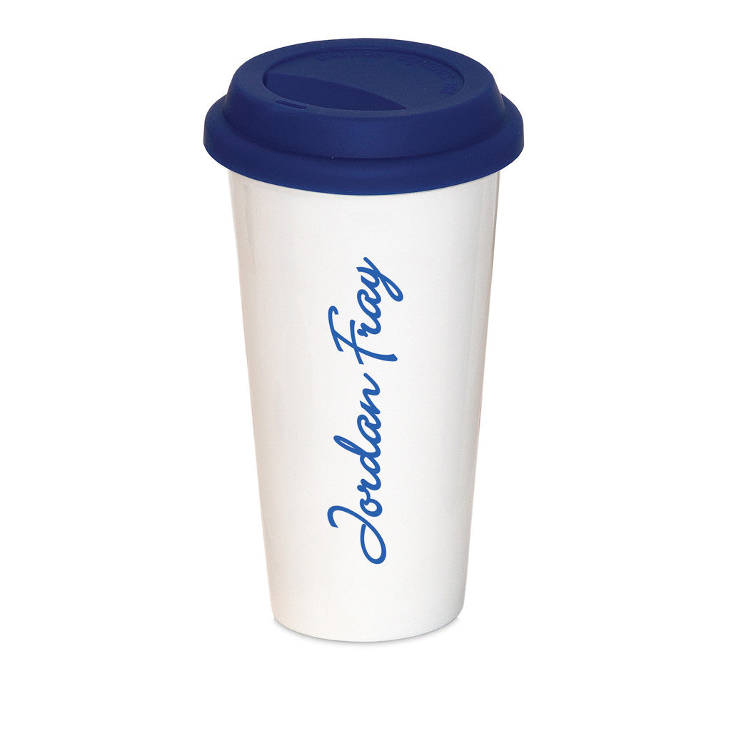 17 Fl. Oz. Mug with Silicone Lid: White mug