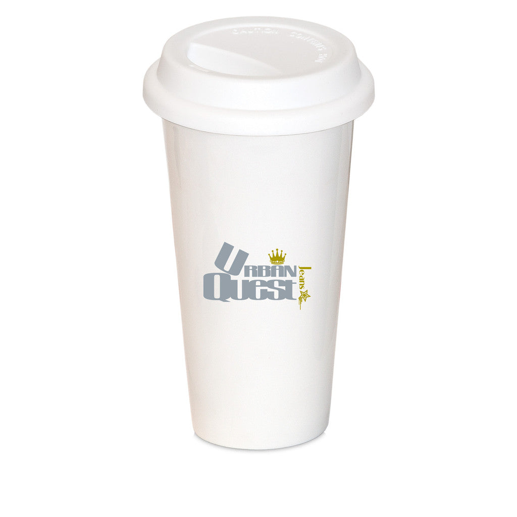 17 Fl. Oz. Mug with Silicone Lid: White mug