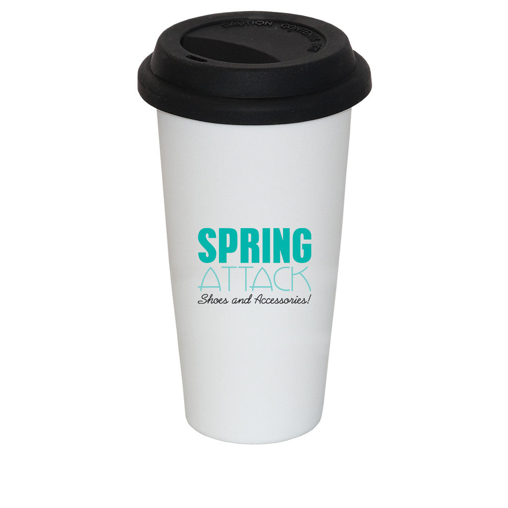 17 Fl. Oz. Mug with Silicone Lid: White mug