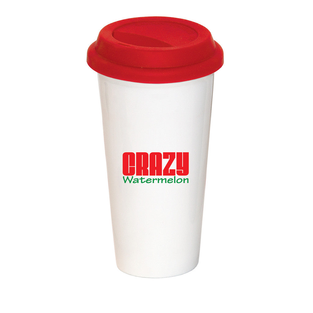 17 Fl. Oz. Mug with Silicone Lid: White mug