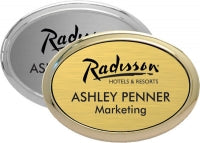 Gold Framed Plastic Oval Name Tag