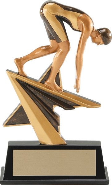 Swimmer Swimming Trophy - Black and Gold